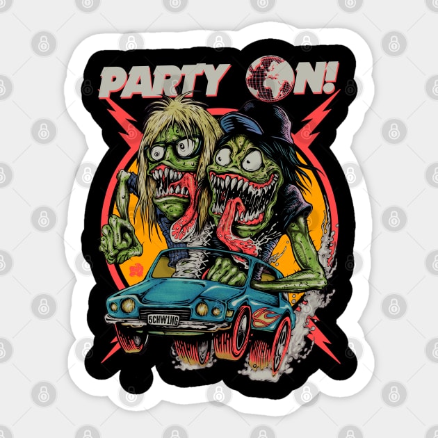 "PARTY ON!" Sticker by joeyjamesartworx